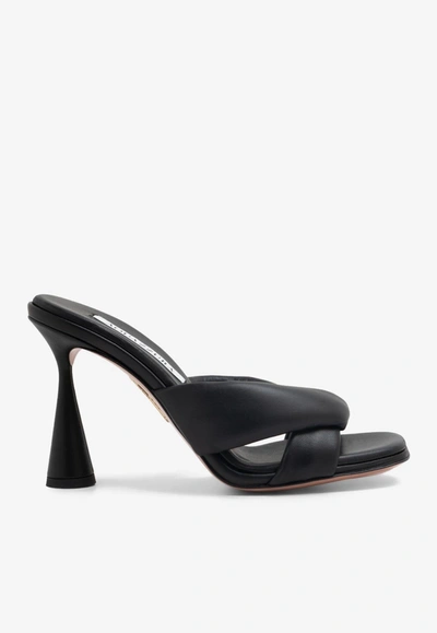 Aquazzura Women's Amore 95mm Leather Mule Sandals In Black