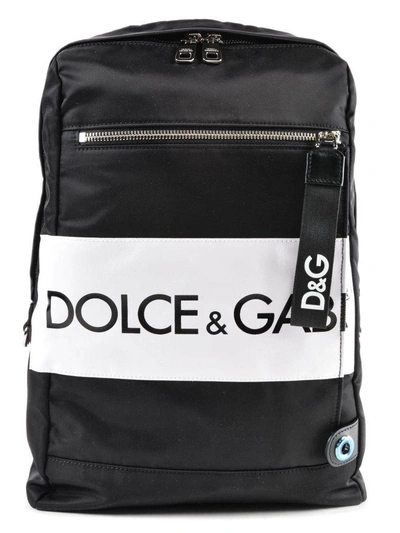 Dolce & Gabbana Convertible Strap Logo Backpack In 8bblack