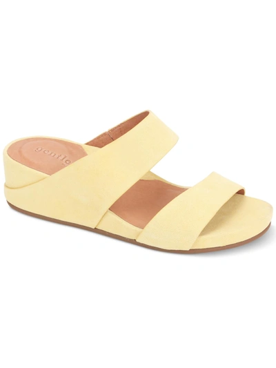 Gentle Souls By Kenneth Cole Gisele Womens Leather Slide Wedge Sandals In Yellow
