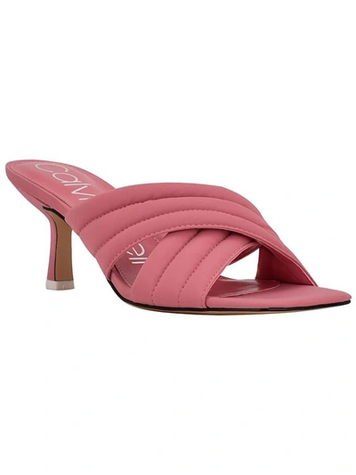 Calvin Klein Fire 2 Womens Faux Leather Open Toe Kitten Heels In Pink