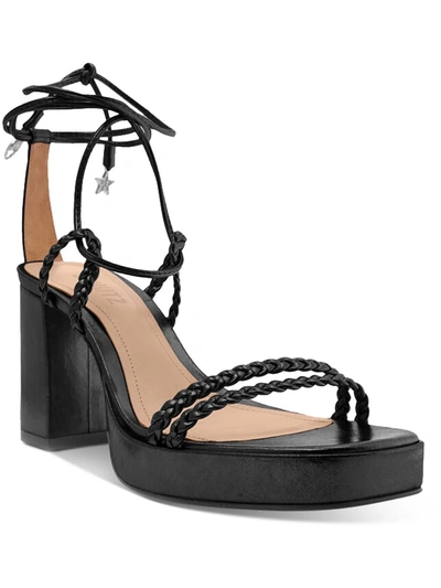 Schutz Lunah Plat Womens Leather Ankle Strap Block Heels In Black