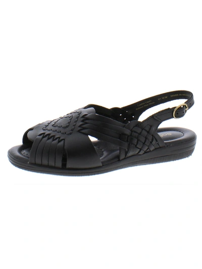 Softspots Tela Womens Leather Open Toe Slingback Sandals In Black