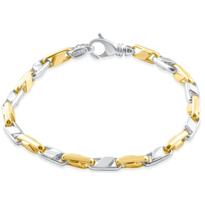 Pompeii3 Mens Solid 14k Yellow Gold 22 Grams Designed Link 5mm Heavy Masculine Bracelet 8" In Multi