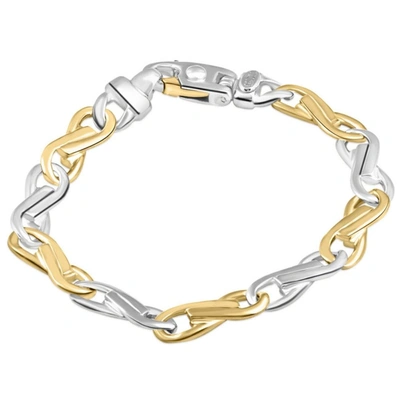 Pompeii3 Men's Solid 14k Gold (30gram) Or Platinum (49gram) 5mm Link Bracelet 8" In Silver