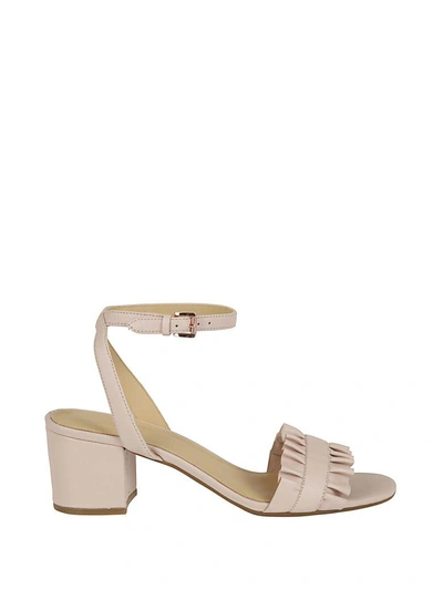 Michael Kors Bella Pink Leather Sandal With Ruffle In Rosa