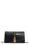 Tom Ford Mini Jennifer Croc Embossed Leather Shoulder Bag In Black