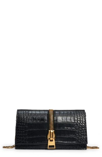 Tom Ford Mini Jennifer Croc Embossed Leather Shoulder Bag In Black