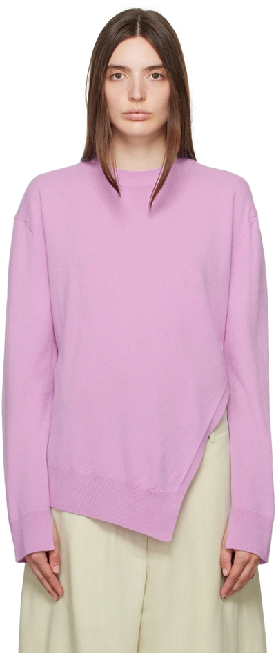 Studio Nicholson Sanpo Asymmetric-hem Lambs-wool Jumper In Deep Orchid