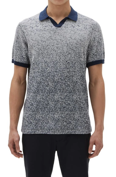 Robert Barakett Mission Hill Ombré Johnny Collar Polo In Blue/ White/ Grey