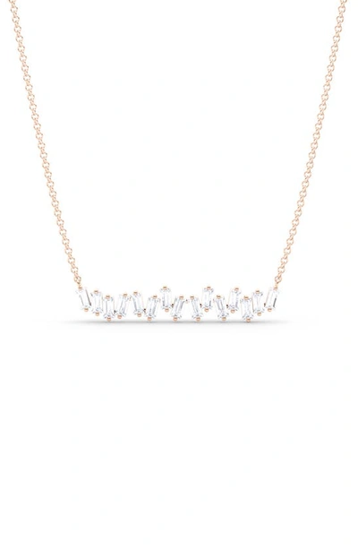 Hautecarat Baguette Lab Created Diamond Pendant Necklace In 18k Rose Gold