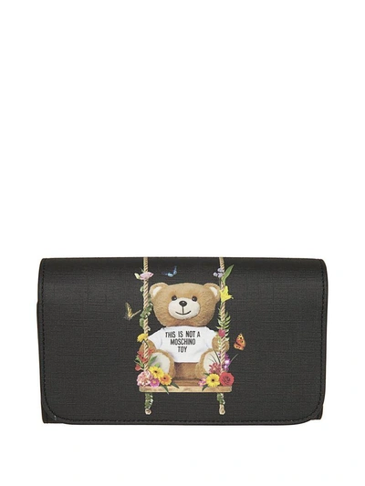 Moschino Toy Bear Chain Wallet In Black