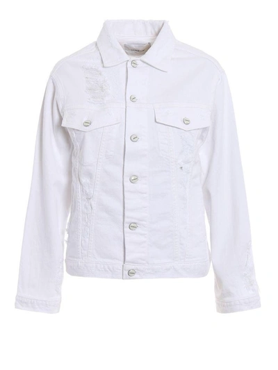 Dondup Button Denim Jacket In White