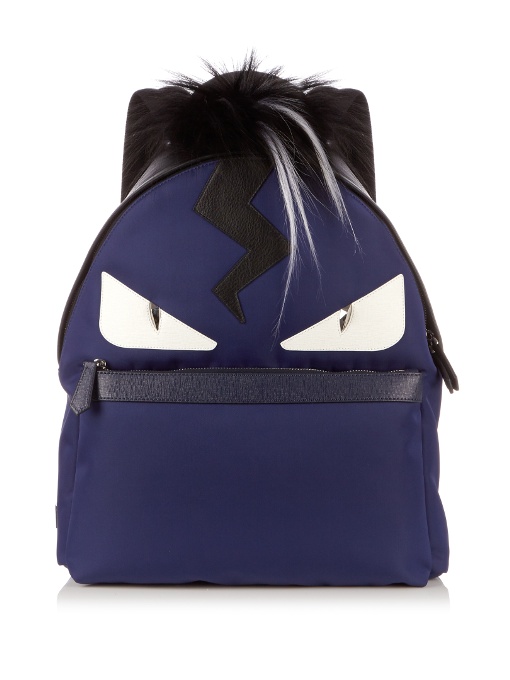 Fendi Bag Bugs Nylon And Fur Backpack In Blue | ModeSens