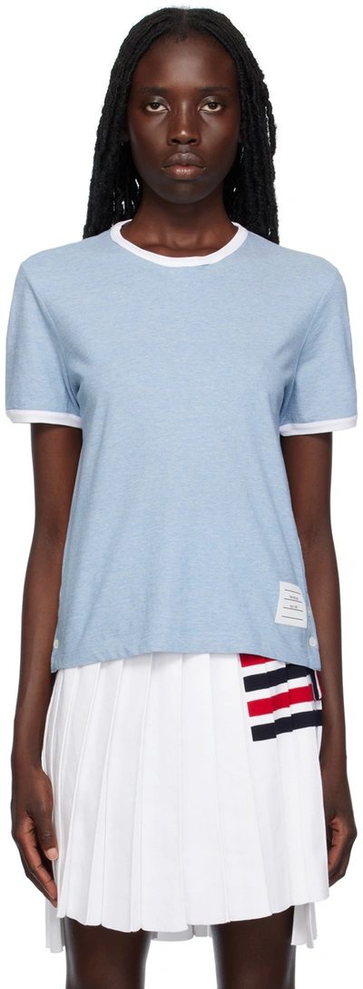 Thom Browne Short Sleeve Ringer T-shirt In 480 Light Blue