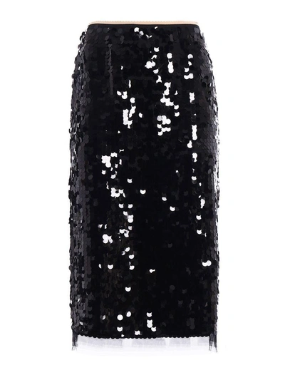N°21 Sequin Pencil Skirt In Black