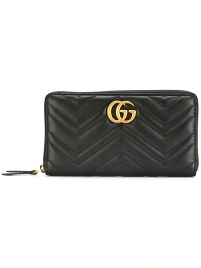 Gucci Gg Marmont Quilted-leather Wallet In Black