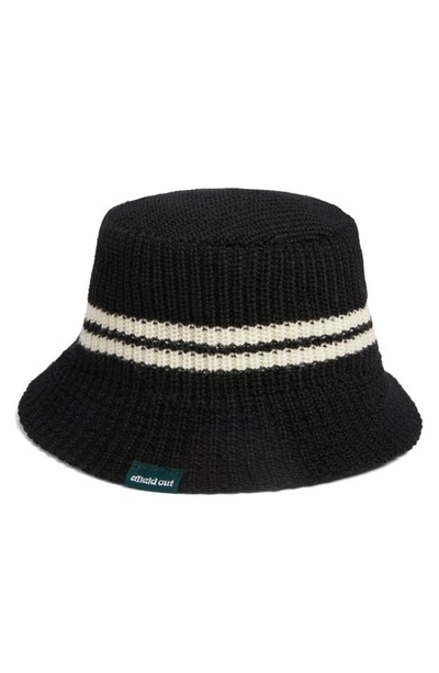 Afield Out Morro Stripe Wool Bucket Hat In Black