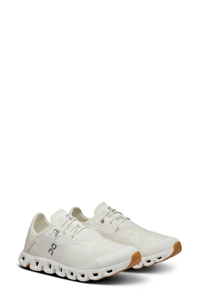 On Cloud 5 Coast Running Trainer In Undyed White/ White