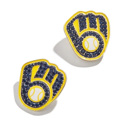 Baublebar Milwaukee Brewers Statement Stud Earrings In Gold-tone