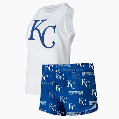 Concepts Sport White/royal Kansas City Royals Plus Size Tank Top & Shorts Sleep Set