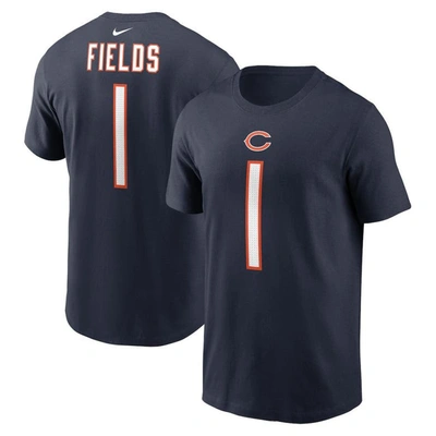 Nike Men's  Justin Fields Navy Chicago Bears Player Name And Number T-shirt