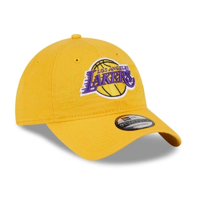 New Era Gold Los Angeles Lakers 2023 Nba Draft 9twenty Adjustable Hat In Purple/white