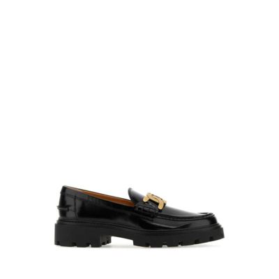 Tod's Moccasins In Brushed Leather In Black