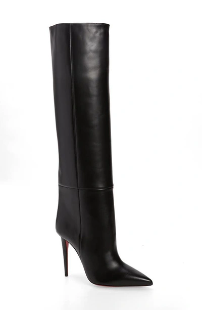 Christian Louboutin Astrilarge Botta Red Sole Leopard Suede Knee-High Boots