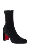 Christian Louboutin Adoxa Stretch Suede Red-sole Booties In Black