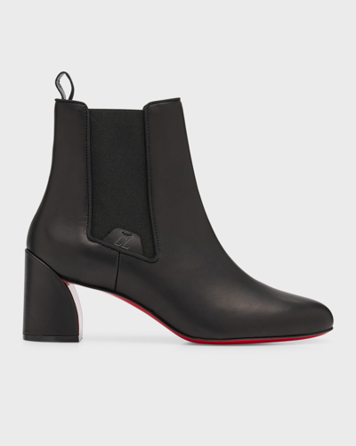 Christian Louboutin Turelastic Red Sole Calf Leather Boots In Black