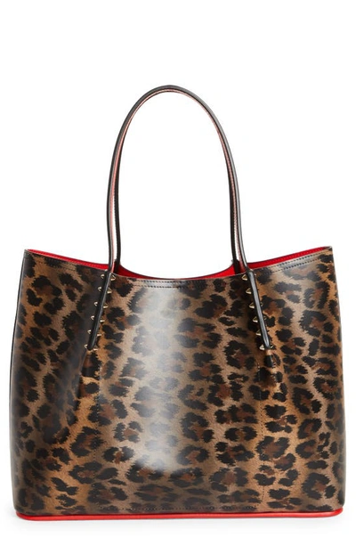 Christian Louboutin Cabarock Leopard-print Spike Tote Bag In Bw1f Brown
