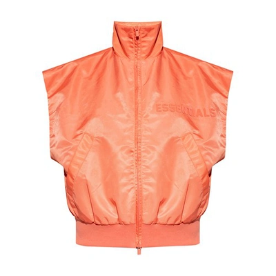 Essentials Fear Of God  Logo Patch Zipped Waistcoat In Coral