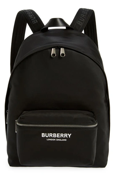 Burberry Jett Logo Nylon Backpack In Black