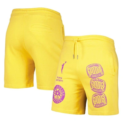 Playa Society Gold Los Angeles Sparks Legacy Logo Shorts