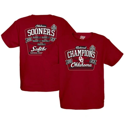 Blue 84 Kids' College World Series Champions Schedule T-shirt In Crimson