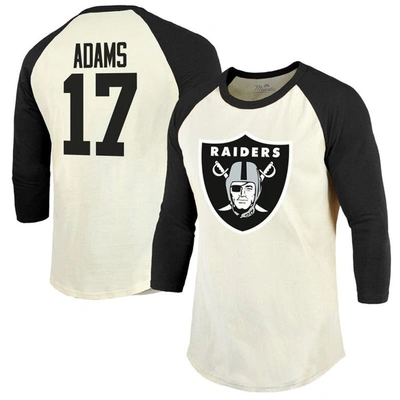 Majestic Threads Davante Adams Cream/black Las Vegas Raiders Vintage Player Name & Number 3/4-sleeve In Cream,black