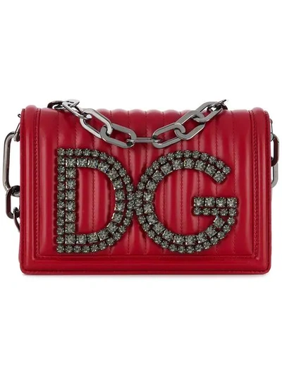 Dolce & Gabbana Dg Girls Quilted Leather Shoulder Bag In Red