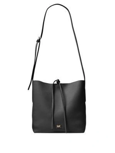 Michael Michael Kors Large Junie Pebbled Leather Messenger Bag In Black