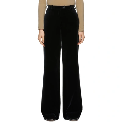 Acne Studios Cotton-velvet Wide-leg Pants In Navy/blue