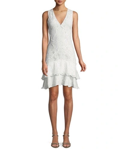 Jonathan Simkhai Delicate Lace Embroidered Cocktail Dress In White