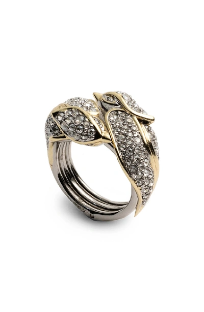 Alexis Bittar Secret Lovebirds Crystal Encrusted Ring In Gold/ Silver