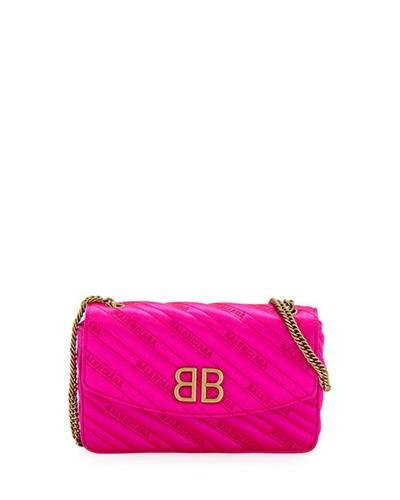 Balenciaga Bb Satin Wallet On A Chain In Pink