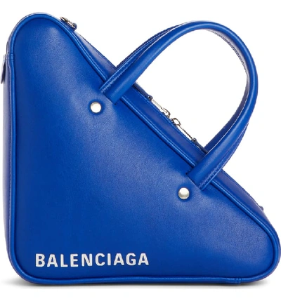 Balenciaga Extra Small Triangle Leather Bag - Blue In Bleu Roi
