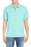 Tommy Bahama St Lucia Fronds Silk Camp Shirt In Mint Mojito