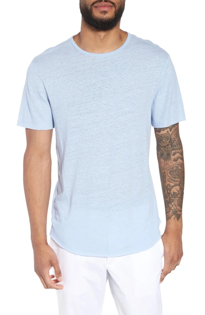 Vince Raw Hem Linen & Cotton T-shirt In Feather