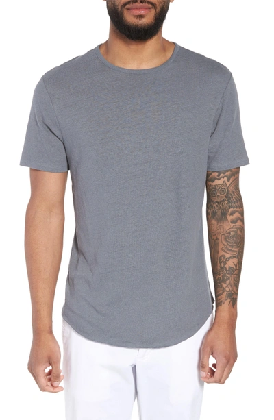 Vince Raw Hem Linen & Cotton T-shirt In Silver