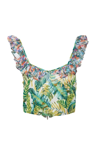 All Things Mochi Simona Cropped Printed Voile Top