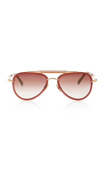 Mr Leight Doheny Sl54 Aviator-style Acetate And Metal Sunglasses In Brown