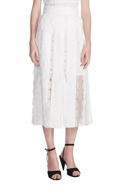 Maje Janila Lace Midi Skirt In White