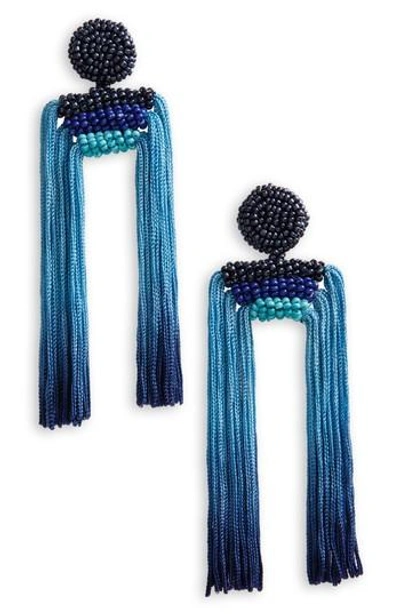 New Friends Colony Tropicana Tassel Earrings In Sapphire/ Dip Dye Combo
